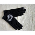 black rabbit fur pompon Soft Touchscreen lady gloves